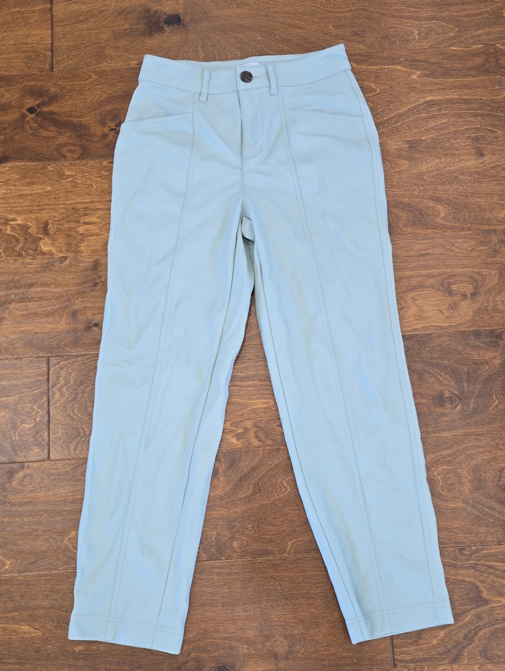 a new day Pastel Green Faux Leather Ankle-Length Pants
